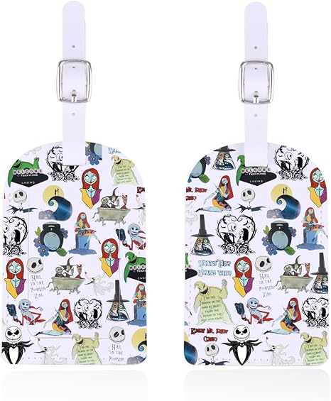 ENSIANTH Ghost Lover Luggage Tag Horror Movie Inspired Gift Spooky Skull-Jack and Sally Fans Baggage Tag Zero Ghost Dog Merch (Ghost tag) - skull suitcase