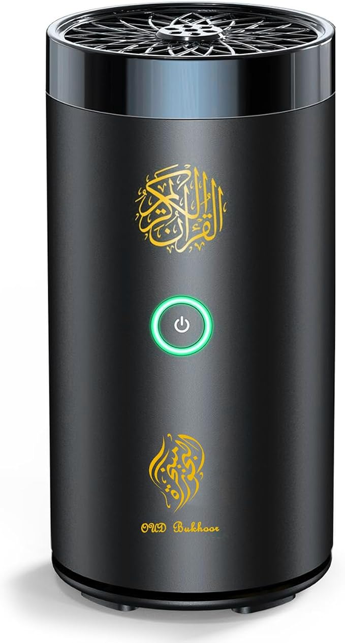 2 in 1 Electric Incense Burner with Quran Speaker, Rechargeble Bakhoor Burner Aroma Diffuser for Car Office Home Bedroom Living Room Study Spa (Black-2) - skull incense burner