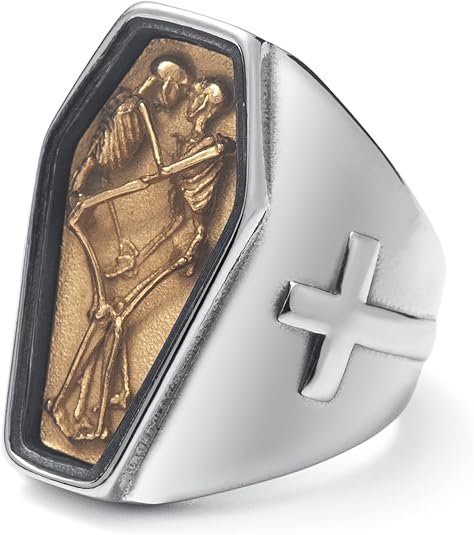 Skull Rings for Men Women Stainless Steel Gothic Punk Goth Biker Demon Death Skull Ring Jewelry Size 8/9/10/11/12/13 - skull ring