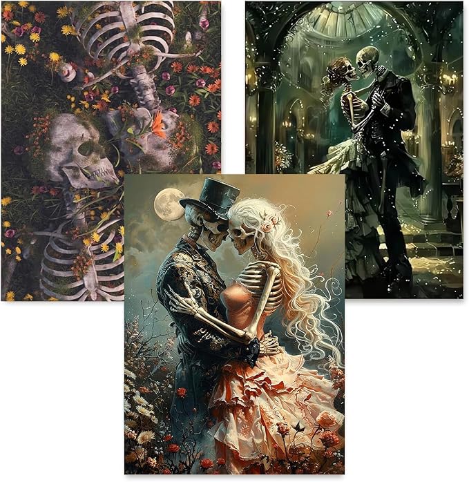 3 Pack Skull Paint by Numbers Kit for Adults Framed Canvas, Frameworkless - skull painting
