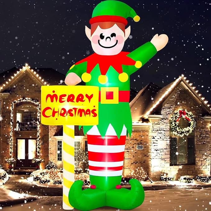 Danxilu 14 FT Giant Elf Christmas Inflatables Outdoor Decorations with LEDs - skull inflatable