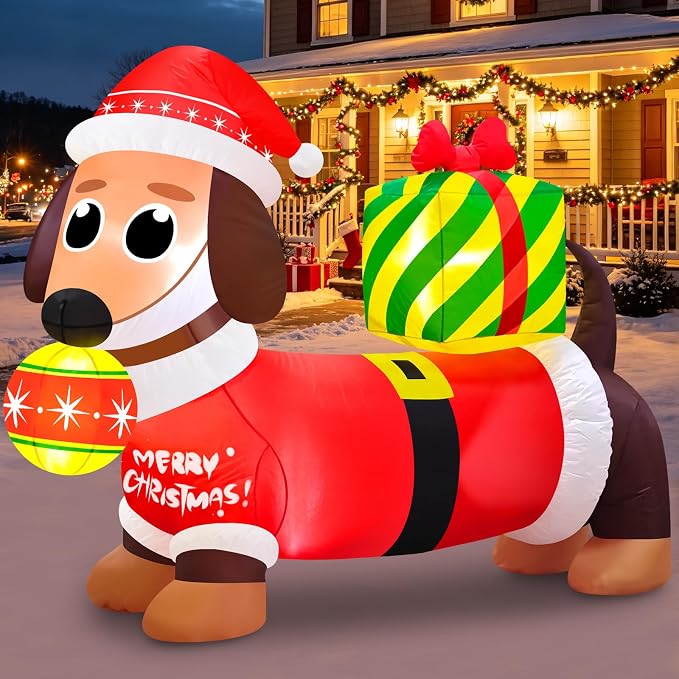 Danxilu Christmas Inflatables 5 FT Cute Dachshund Dog Outdoor Decorations - skull inflatable