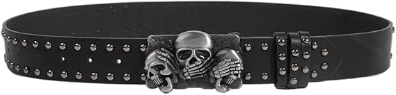 Skull Punk Studded Belt,Y2k Cool Belt Goth Gothic Grunge Waist Belt for Women Men