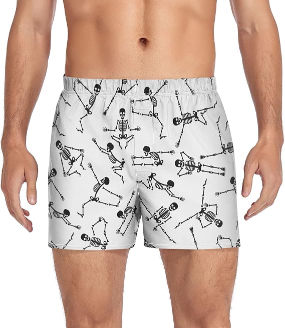 Men's Underwear Boxer Briefs Cotton Jersey Boxer Sleep Shorts - skull swimsuit