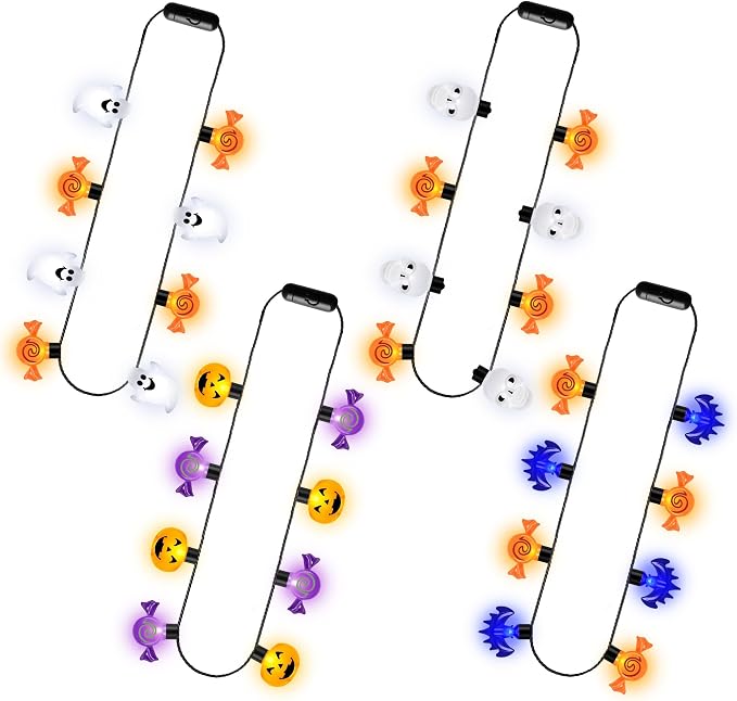 4PCS Halloween Necklaces, Glow Accessories for Trick or Treat Party Favors - string light