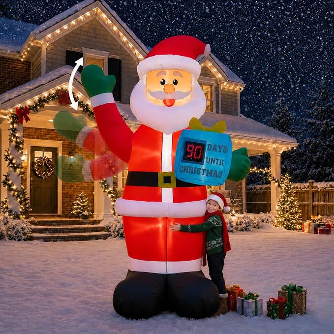 10FT Christmas Waving Santa with Christmas Countdown Inflatable,Outdoor Blow Up Yard Decoration with Built-in LED Lights for Xmas Lawn Garden Porch Party Holiday Home Display Decor - skull inflatable