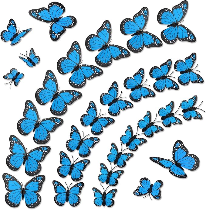 60Pcs Blue Monarch Butterfly Decorations Monarch Wall Stickers - skull sticker