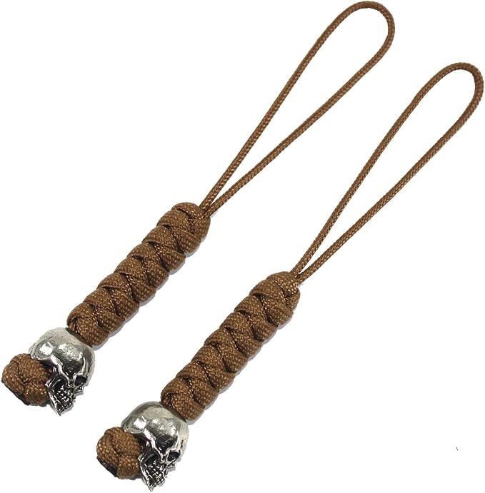 Trufas 2 Pack Knife Lanyards with Skull Bead Paracord Lanyards, Brown - skull backpack
