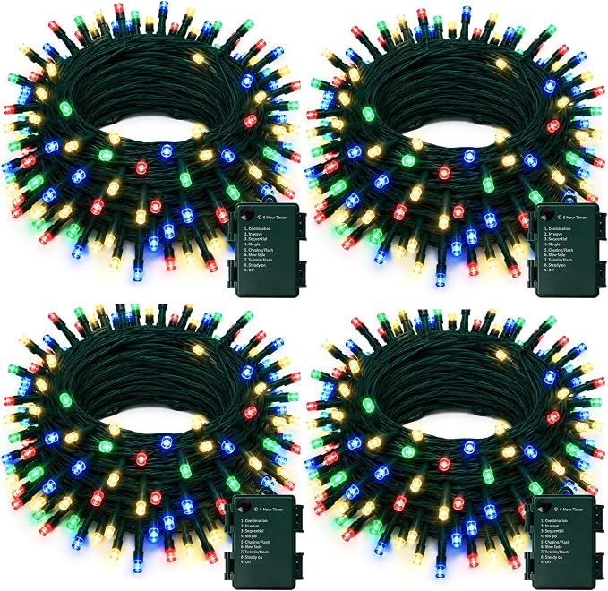 TW SHINE 4 Pack 16FT 50 LED Battery Operated Christmas String Lights - string light