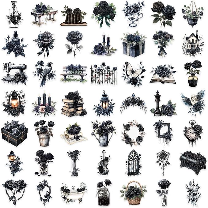 Dark Aesthetic Gothic Transparent Stickers, Waterproof Clear PET Stickers - skull sticker