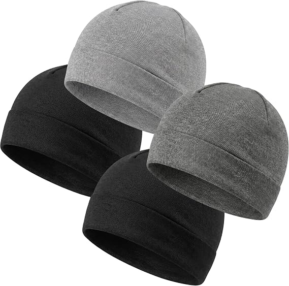 4Pcs Cotton Skull Caps for Men Women Breathable Night Cap Sleep Hats Lightweight Running Beanie Helmet Liner - skull hat