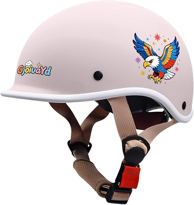 DOT Approved Cool Retro Kids Motorcycle Beanie Helmet, Low Profile Toddler Open Face Skull Cap Half Helmet for 2-10 Ages, Bicycle Helmets for Dirt Bike Moped ATV Go Kart 4 Wheeler - skull helmet