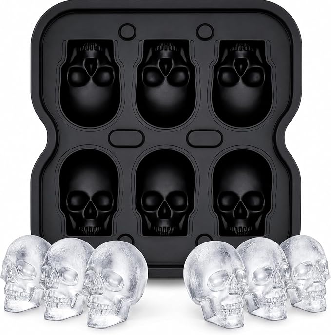 Skull Ice Cube Mold 6 Cavity Silicone Tray For Whiskey Cocktail Party - skull ashtray