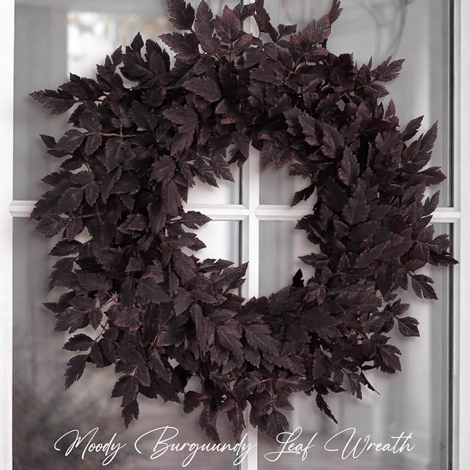 Fall Decor - Fall Wreaths for Front Door - 24 Inch Halloween Plum Wreath - skull wreath