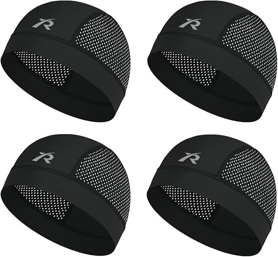 4 Pieces Skull Cap for Men Women Breathable Sweat Hard Hat Liner Cooling Head Cap Helmet Liner for Cycling Running Sports - skull helmet