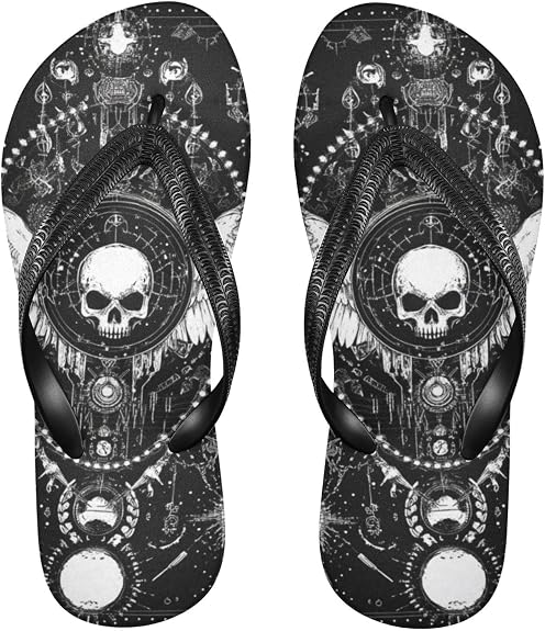 Yellow Hair Bunny Anime Evil Skull Black1 rubber flip flops for women cushion sandals for women for Shower Swimming Pool - sugar skull costume