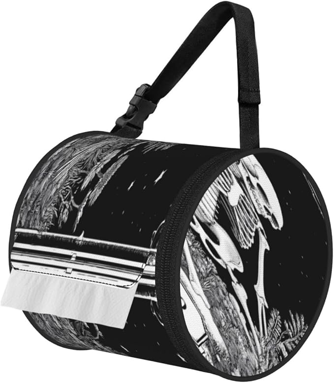 Vintage Black White Plant Skull for Hanging Toilet Paper Holder, Foldable Tissue Box for Bathrooms and Cars - skull toilet paper