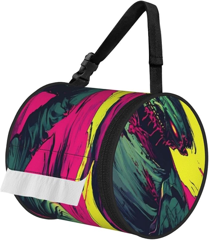 Neon Zombie Skull for Hanging Toilet Paper Holder, Foldable Tissue Box for Bathrooms and Cars - skull toilet paper