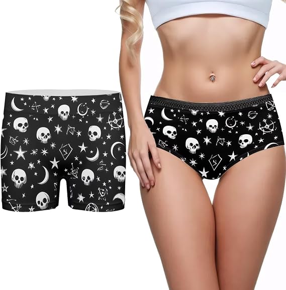 Matching Underwear for Couples - Cute Funny Valentines Set Plus Size - skull swimsuit