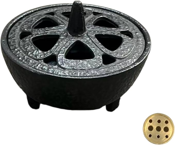 Cast Iron Cauldron, Incense Burner for Resin & Smudge Rituals - skull incense burner