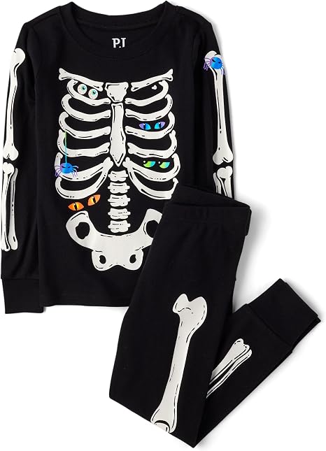 The Children's Place Baby Halloween and Holiday Long Sleeve Pajamas - skeleton