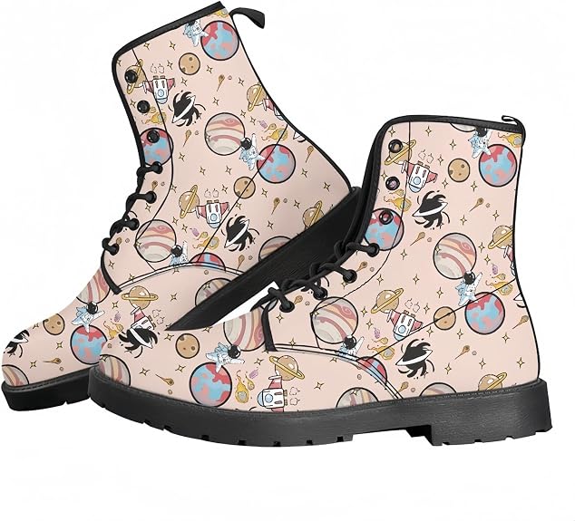 Women’s Printed Combat Boots with Animals Skulls Flower Ankle Lace-up Floral Booties Platform Shoes in Dress Jeans Casual Stylish for Travel Party Christmas Halloween Birthday - sugar skull boots