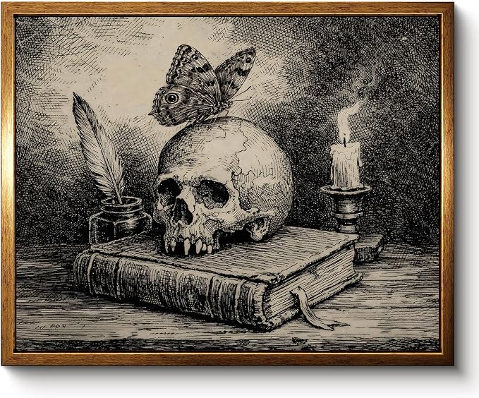 VIYYIEA Halloween Wall Art Gothic Decor Skull Pictures, 8×10inch - skull wall art