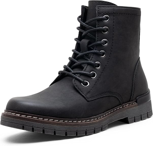 Vepose Women's Fashion Combat Boots, Round Toe Lace-Up Ankle Booties - sugar skull costume