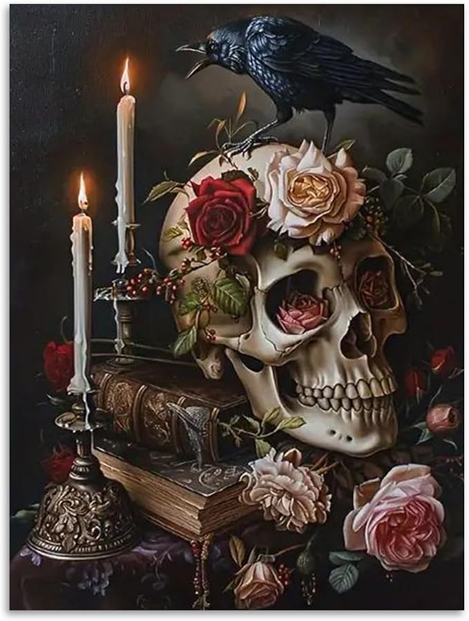 Skull Diamond Art Kits for Adults Beginners 12x16 in, DIY Craft Gift - skull painting