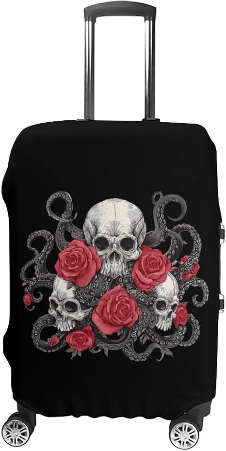 Funny Skull Graphic Luggage Cover Suitcase Protector Travel Baggage Covers for Men Women - skull suitcase
