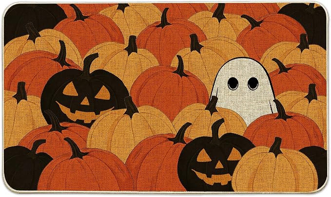 Halloween Door Mat 17×29 Inch, Pumpkin Welcome Doormat