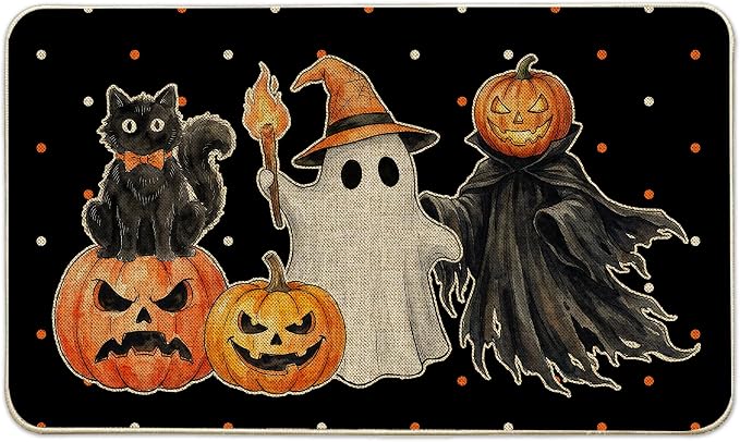 Halloween Door Mat Pumpkin Ghost Doormat Front Porch Decorations