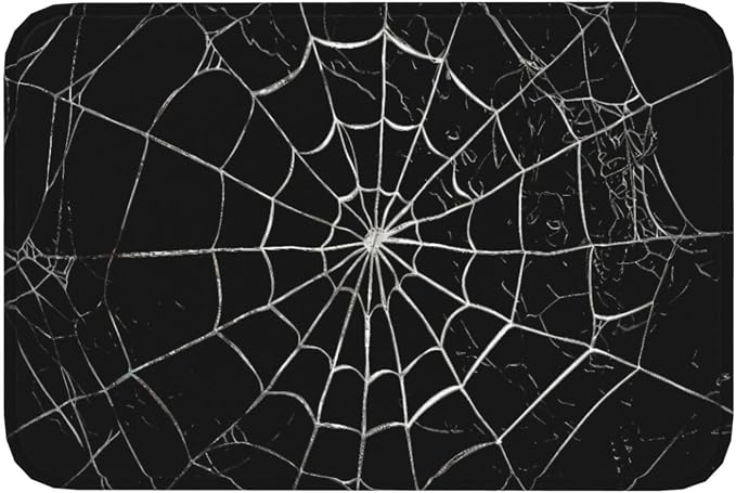 Spider Web Bath Mat 24x16 Inch Non-Slip Soft Microfiber Bathroom Rugs Washable Bathmat, Carpet Rug Entryway Halloween Decor for Tub Shower Room Floor - skull toilet mat