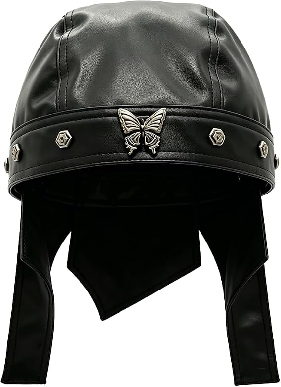 Biker Cap for Women Punk Motorcycle Skull Cap Adjustable Stylish Doo Rag Headwrap for Riding Outdoor Activities - skull jacket