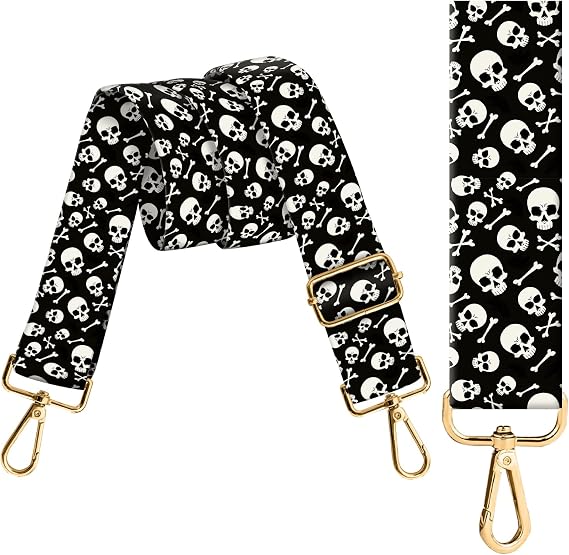1.5" Wide Purse Strap Replacement Crossbody, Gold Buckle Shoulder Strap Adjustable Replacement Belt Handbag Strap - sugar skull handbags for sale