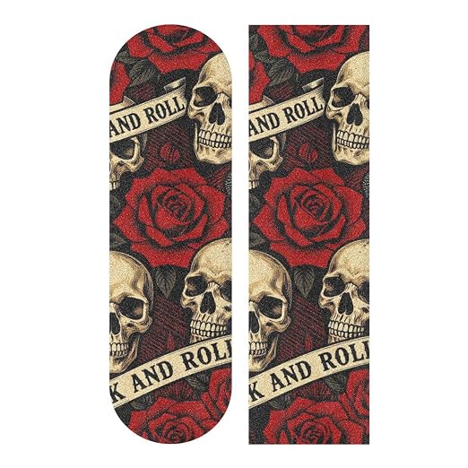 Rose Flower Skull Grip Tape for Skateboards with Design Anti-Tearing Scooter Accessories 33×9 Inch cosas para Skateboard - skull sticker