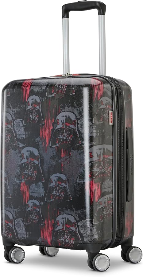 American Tourister DARTH VADER CARRY-ON SPINNER Luggage - Airline Approved, Durable Hardshell with RightHeight Adjustable Handle - Expands 1.5in - Roll Confidentially with Dual 360 Spinner Wheels - skull suitcase