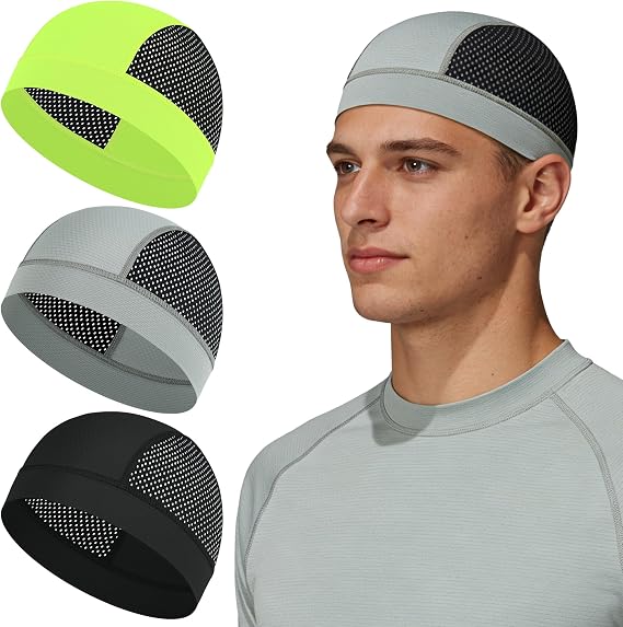 Qearl 3 Pcs Cooling Skull Caps Helmet Liner Breathable Mesh for Men Women - skull helmet