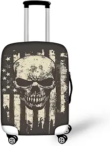 American Flag Skull Washable Luggage Cover Elastic Suitcase Protector Waterproof Anti-Scratch Dustproof Baggage Cover Fits 18-32 Inch Luggage Travel - skull suitcase