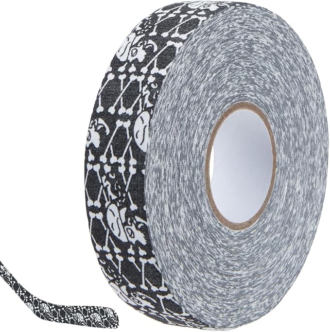 27.34 Yards 0.96 Inch Black Skull Cross Bones Hockey Stick Grip Tapes Sticky Non Slip Bat Racket Grips Lacrosse Sticks Polycotton Tape Roll for Badminton Baseball Ice Hockey Grip Wrapping - skull sticker