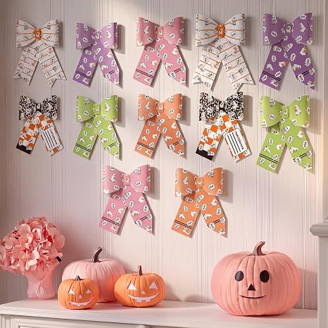 54 Pcs Halloween Paper Bow Classroom Decoration Bulletin Board - skull sticker
