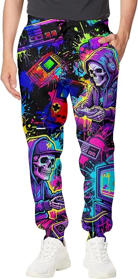 Goodstoworld Mens Cool Joggers Pants 3D Novelty Sweatpants with Drawstring - skull pajamas