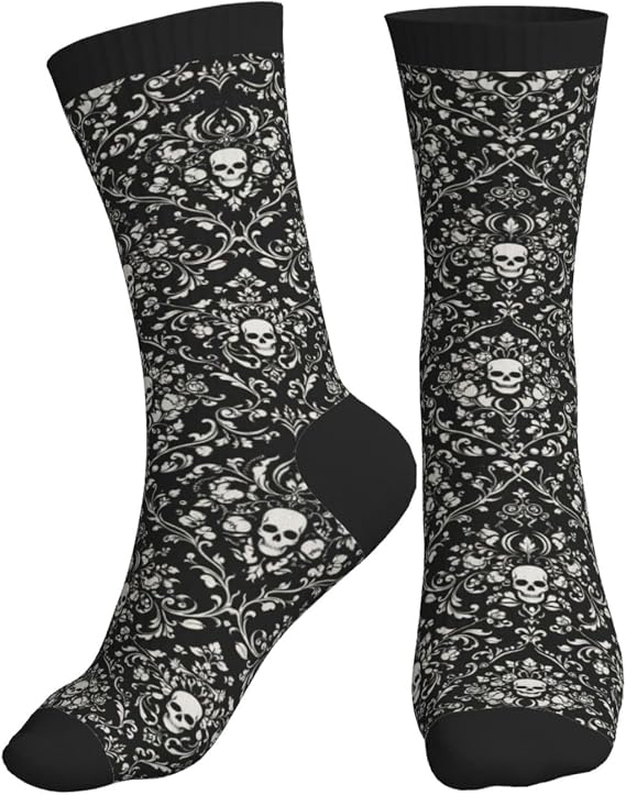 Funny Novelty Socks Casual Athletic Crazy Crew Dress Socks for Women Men - sugar skull costume