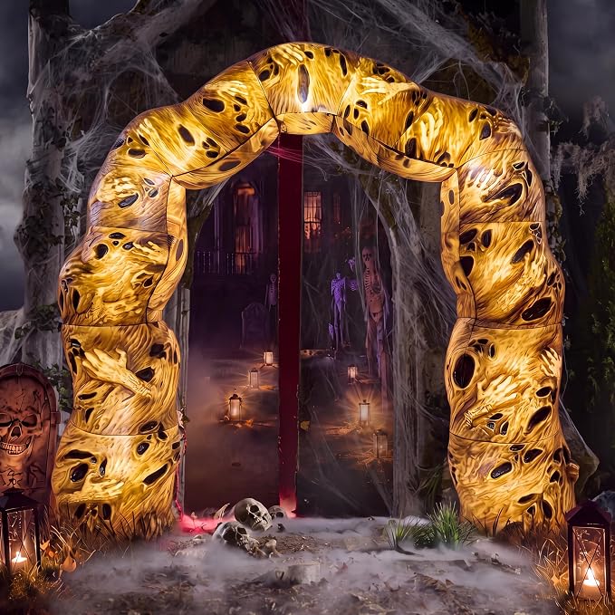 Leyndo 8 ft Halloween Inflatables Archway Outdoor Large Archway Decorations - skull inflatable