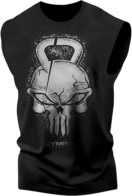 Gymish Lifestyle Gym Reaper Skull Workout Muscle Tank Top for Men - Gym Apparel - SM - 3XL - skull tank tops