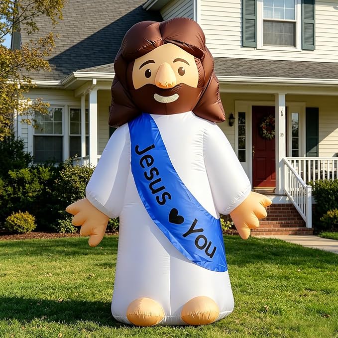 DomKom 6FT Jesus Inflatable Outdoor Decorations, Build-in LED Lights Holiday Blow Up Yard Decoration, for Spring Holiday Party, Outdoor,Garden, Yard Lawn Décor - skull inflatable