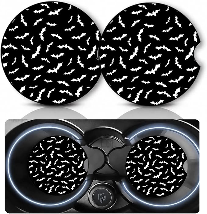 2PCS Bat Car Coaster,Universal Neoprene Coaster for Cup Holders - skull coaster