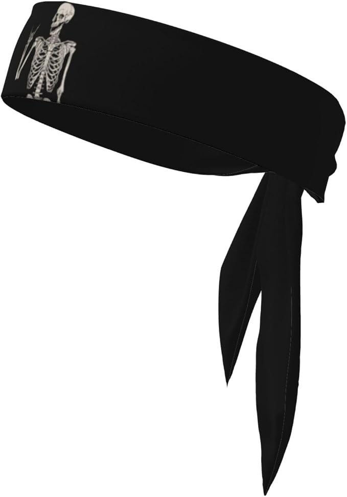 Sports Tie Headband for Men Women, Adjustable Head Band - skull headband