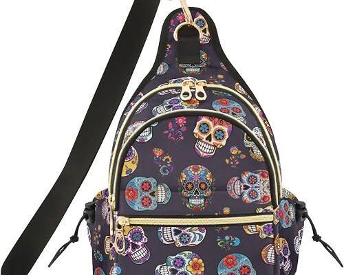 Goth Bats Crossbody Sling Bag for Women Man,Lightweight Shoulder Chest Backpack for Travel Hiking