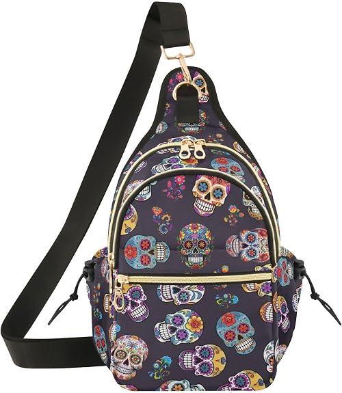 Goth Bats Crossbody Sling Bag for Women Man,Lightweight Shoulder Chest Backpack for Travel Hiking